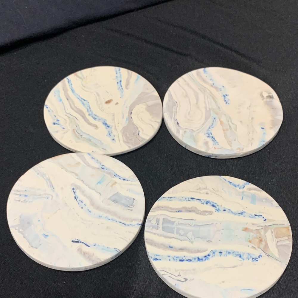 Clay Marble Design Patterned Coasters Set